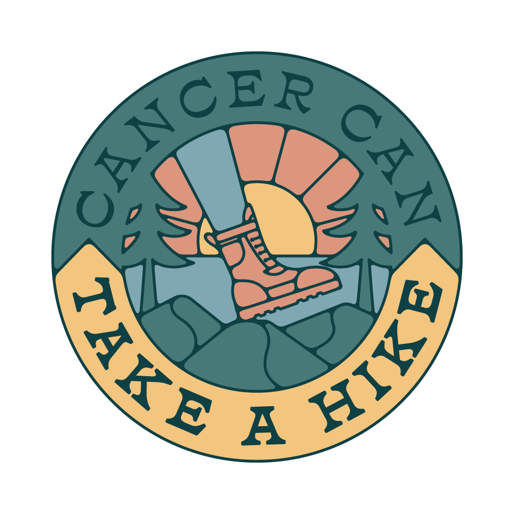 badge with hiking outdoor scene