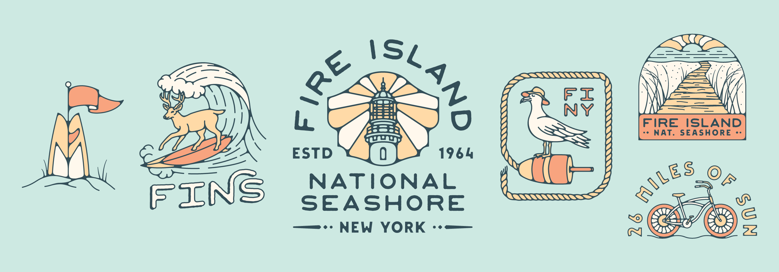 fire island seashore illustrations