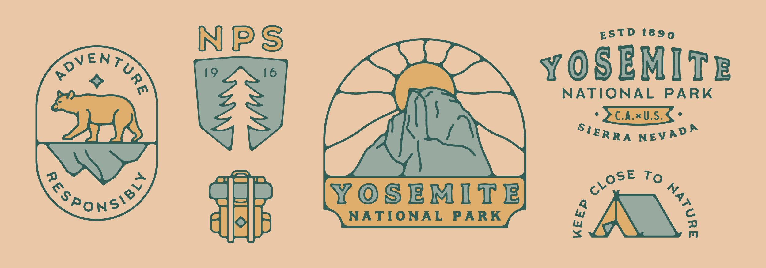 yosemite national park illustrations